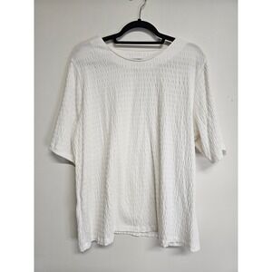 Isaac Mizrahi Live! White Textured Short Sleeve Tshirt‎ Women's Size XL